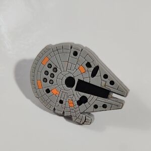 Gray and Orange Spaceship Pin